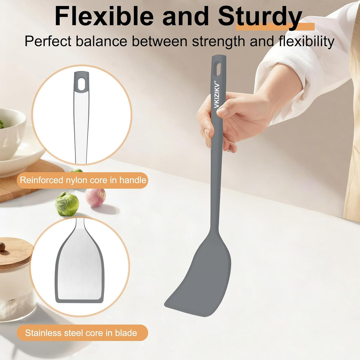 Silicone Spatula Turner Set & Spoon, 4 Pack, 600°F Heat Resistant