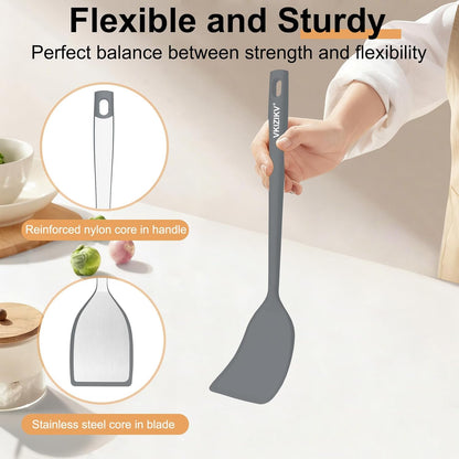 Silicone Spatula Turner Set & Spoon, 4 Pack, 600°F Heat Resistant