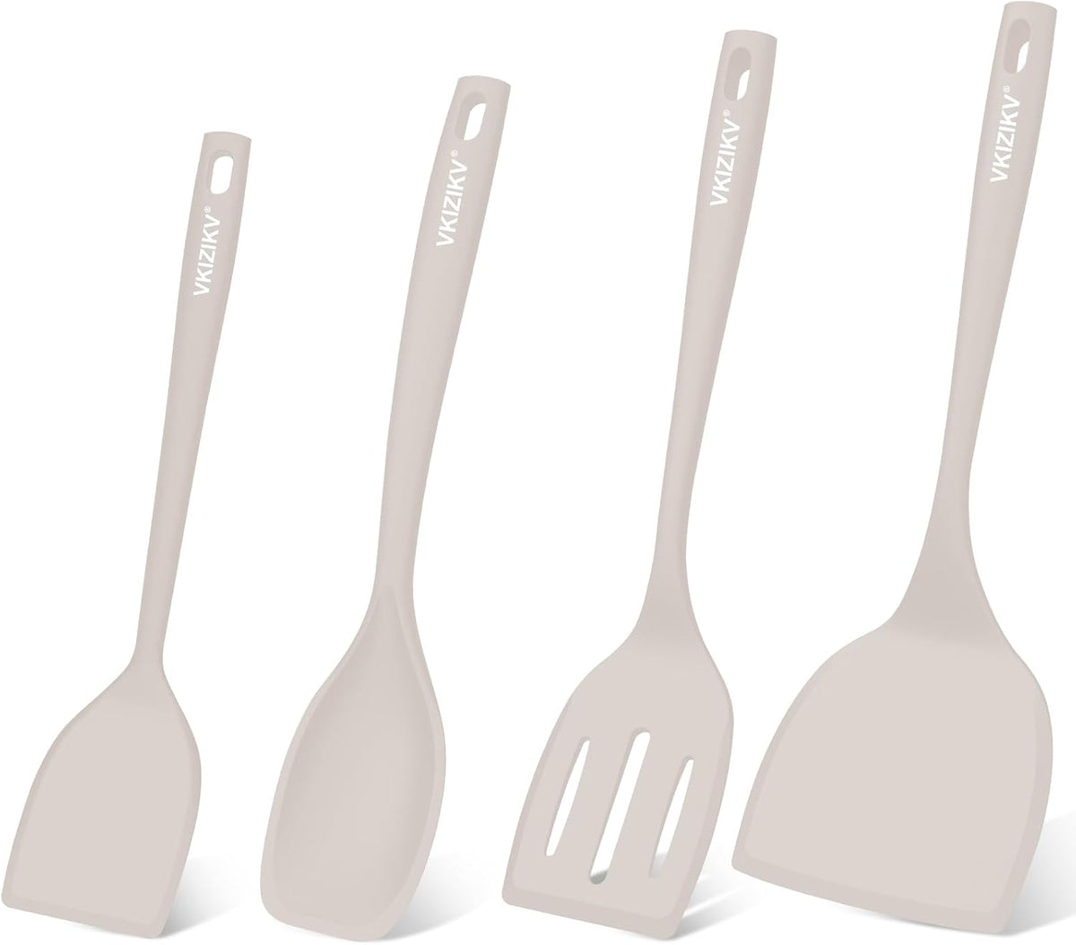 Silicone Spatula Turner Set & Spoon, 4 Pack, 600°F Heat Resistant