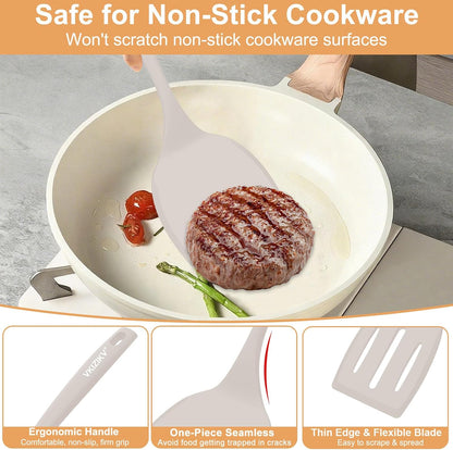 Silicone Spatula Turner Set & Spoon, 4 Pack, 600°F Heat Resistant