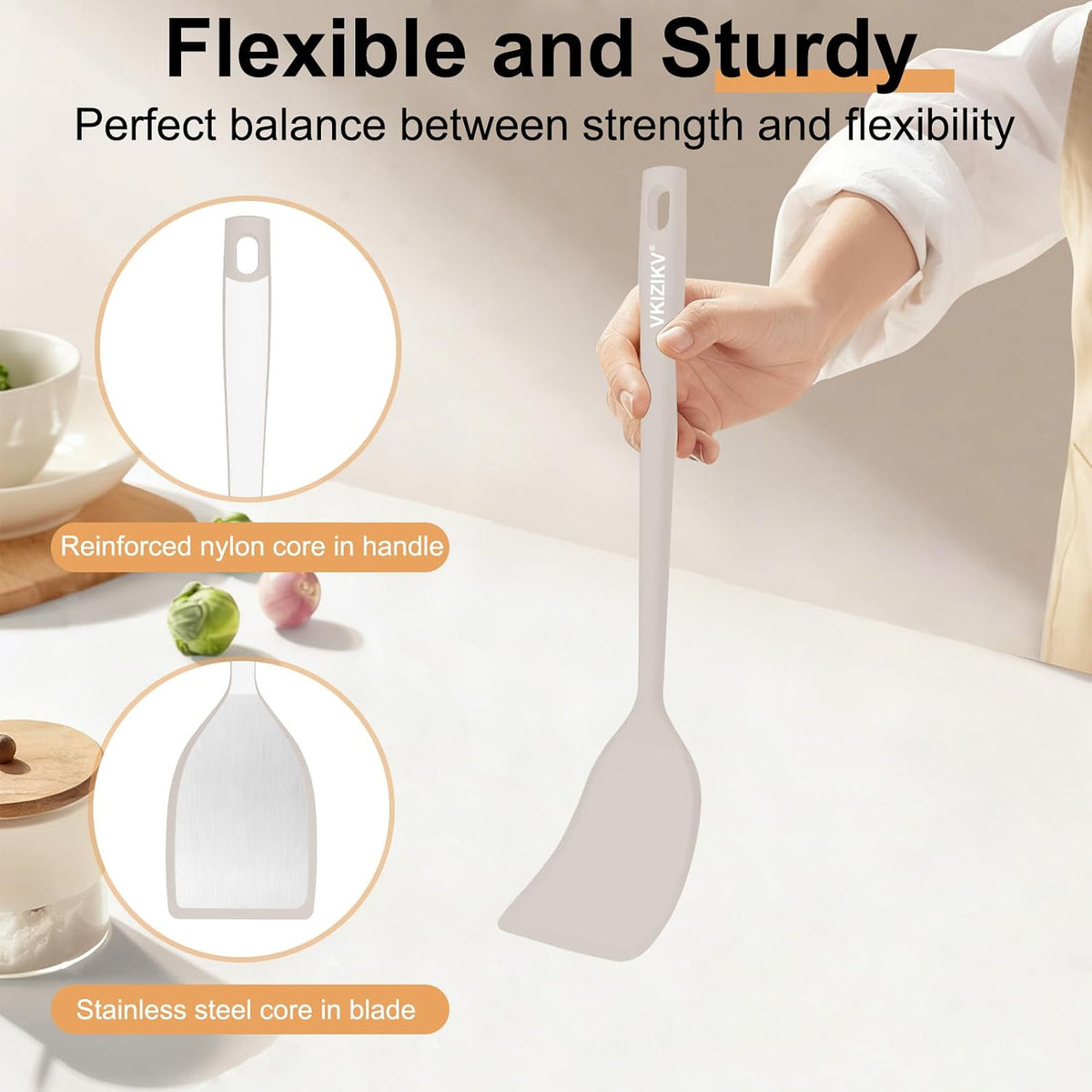 Silicone Spatula Turner Set & Spoon, 4 Pack, 600°F Heat Resistant