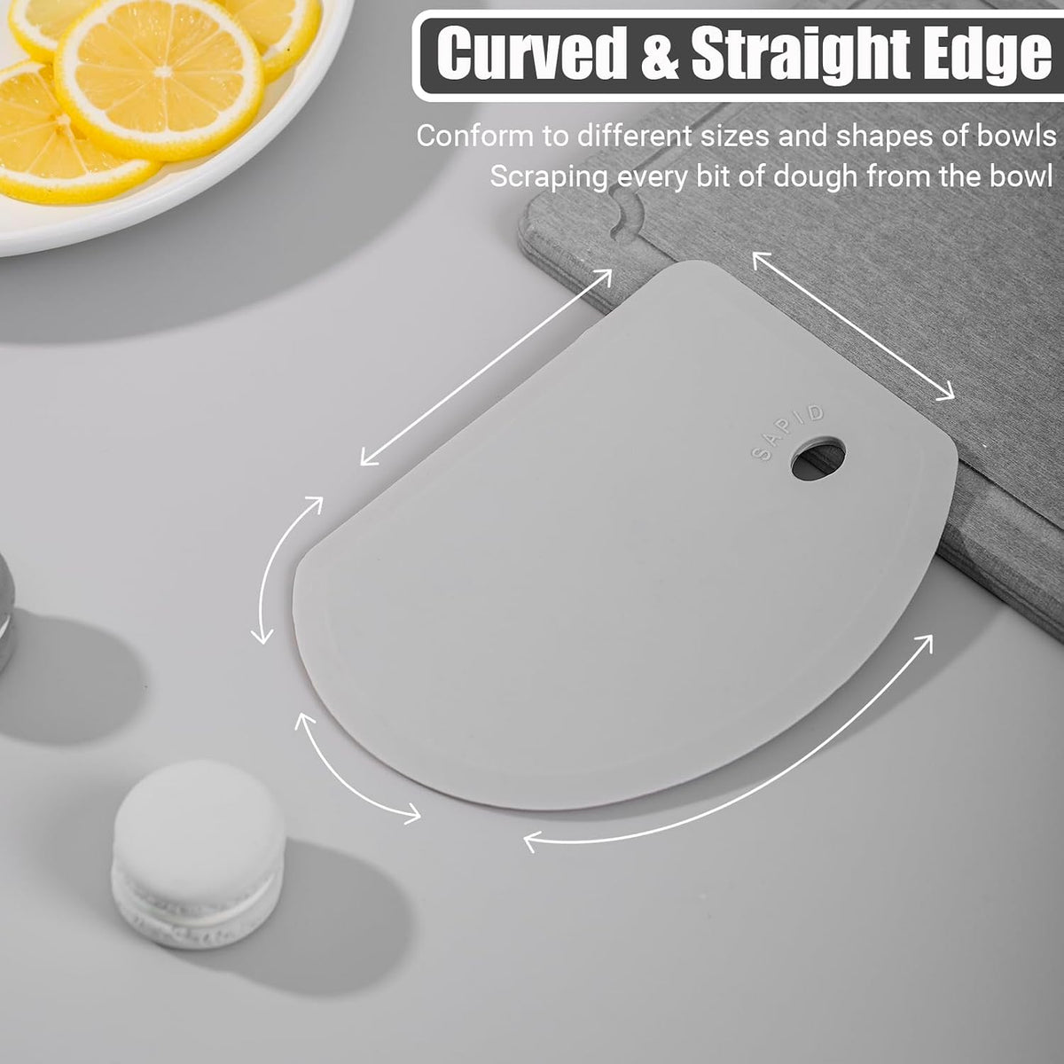 Flexible Curved Edge Silicone Bowl Scraper Dough Scraper Baking Bread