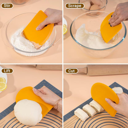 Flexible Curved Edge Silicone Bowl Scraper Dough Scraper Baking Bread