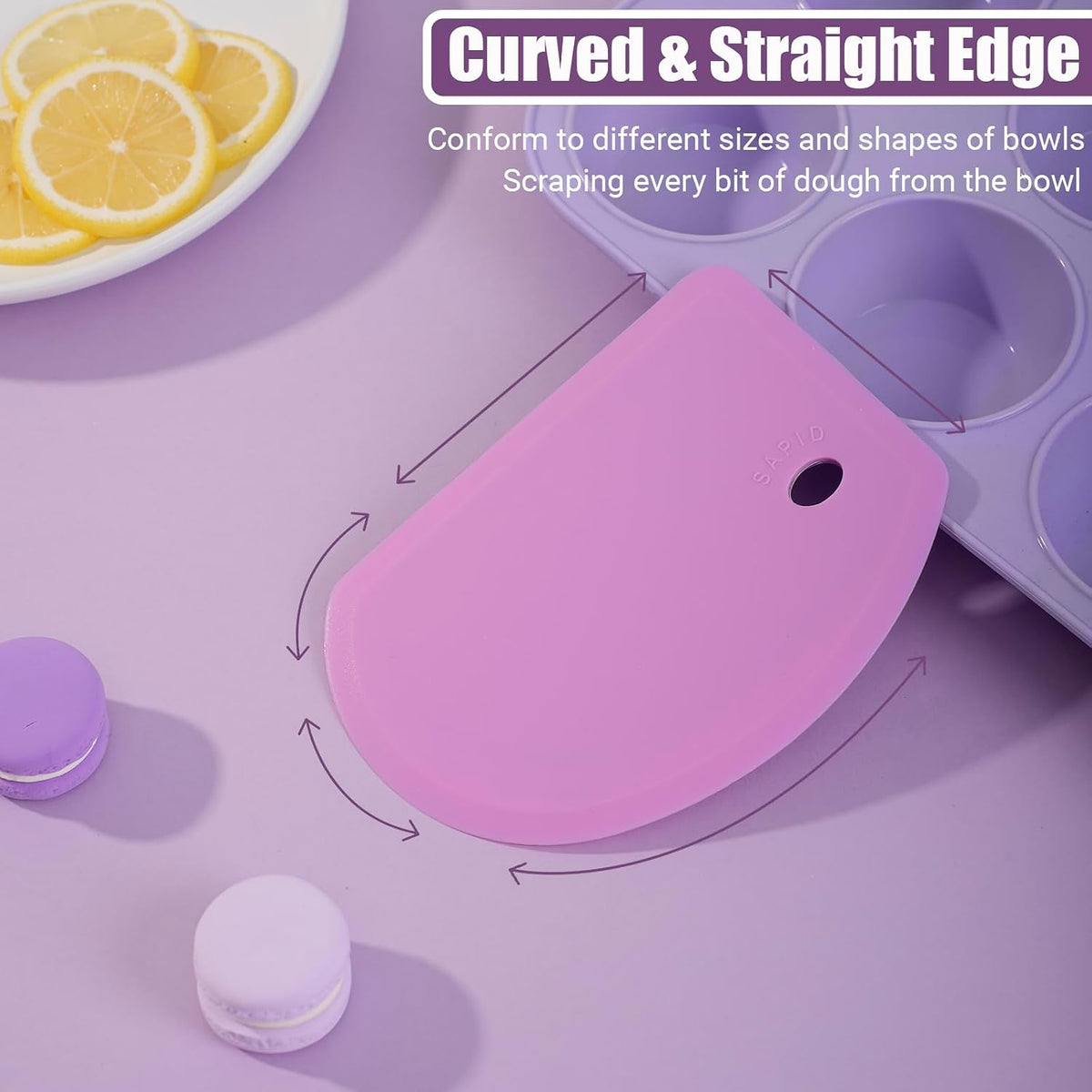 Flexible Curved Edge Silicone Bowl Scraper Dough Scraper Baking Bread