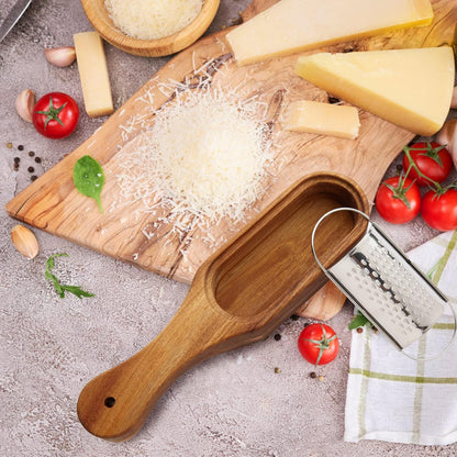 Box Cheese Grater With Container - Stainless Steel Parmesan Cheese Grater With Wood Handle Shredder Zester Grater Box Kitchen Handheld Cheese Spoon Grater-Titanium Gold Colour