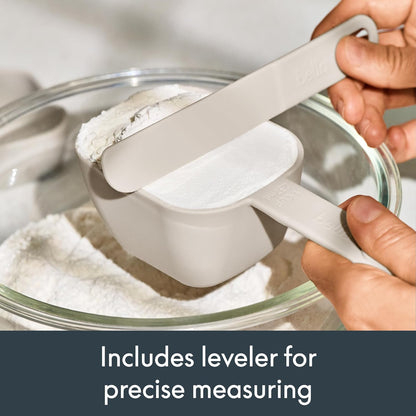 9-Piece Nested Measuring Cups & Spoons Set, Stackable, 4 Cups, 4 spoons, 1 Leveler, Non-slip handles, Kitchen Cooking Baking Measuring Set, BPA Free, Dishwasher Safe, Slate