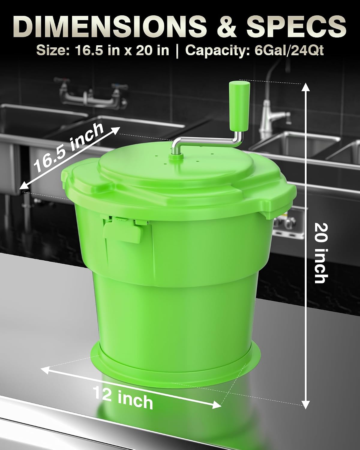 Commercial Salad Spinner - [2 Gallon Salad Dryer] w/Silicone [Anti-slip Mat] & [Draining Hose], 10Qt Manual Salad Spinner for 3 Heads of Lettuce Spinner Large for Catering, Orange