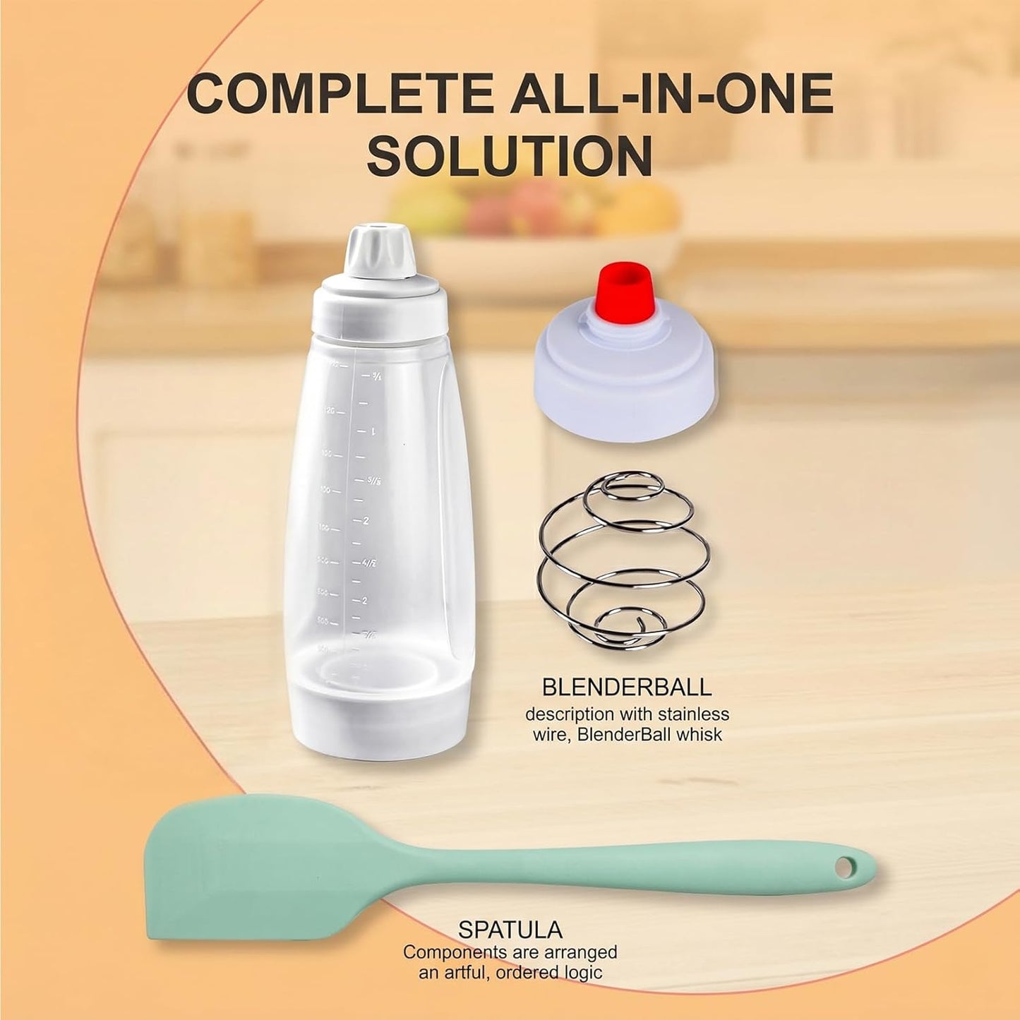 Pancake Batter Dispenser Bottle,Pancake Squeeze Bottle,Pancake Bottle With Whisk Ball And Stand Base, Batter Mixer And Dispenser For Pancakes, Crepes, Waffle,Kitchen Baking Tool One Pack