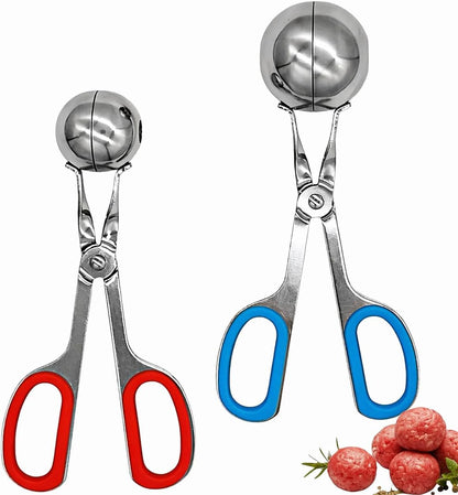 Meatball Maker Tool,2 Pack Stainless Steel Meatball Scoop with Anti-Slip Handles Non-Stick Food Scoop for Meatballs,Cake Pops,Cookie Dough,Ice Cream,Fruit and Melon