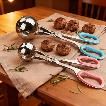 Meatball Maker Tool,2 Pack Stainless Steel Meatball Scoop with Anti-Slip Handles Non-Stick Food Scoop for Meatballs,Cake Pops,Cookie Dough,Ice Cream,Fruit and Melon