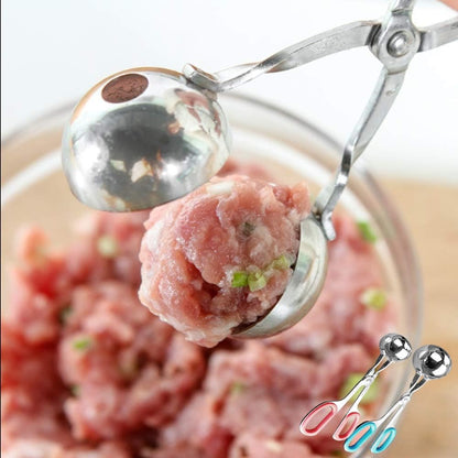 Meatball Maker Tool,2 Pack Stainless Steel Meatball Scoop with Anti-Slip Handles Non-Stick Food Scoop for Meatballs,Cake Pops,Cookie Dough,Ice Cream,Fruit and Melon