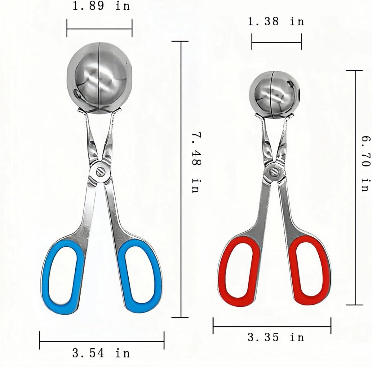 Meatball Maker Tool,2 Pack Stainless Steel Meatball Scoop with Anti-Slip Handles Non-Stick Food Scoop for Meatballs,Cake Pops,Cookie Dough,Ice Cream,Fruit and Melon