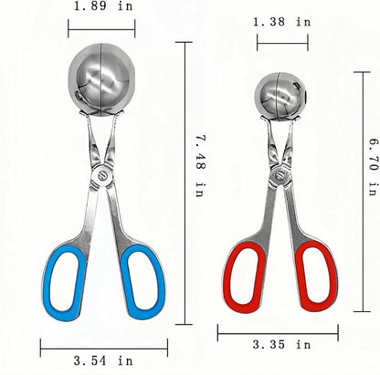 Meatball Maker Tool,2 Pack Stainless Steel Meatball Scoop with Anti-Slip Handles Non-Stick Food Scoop for Meatballs,Cake Pops,Cookie Dough,Ice Cream,Fruit and Melon