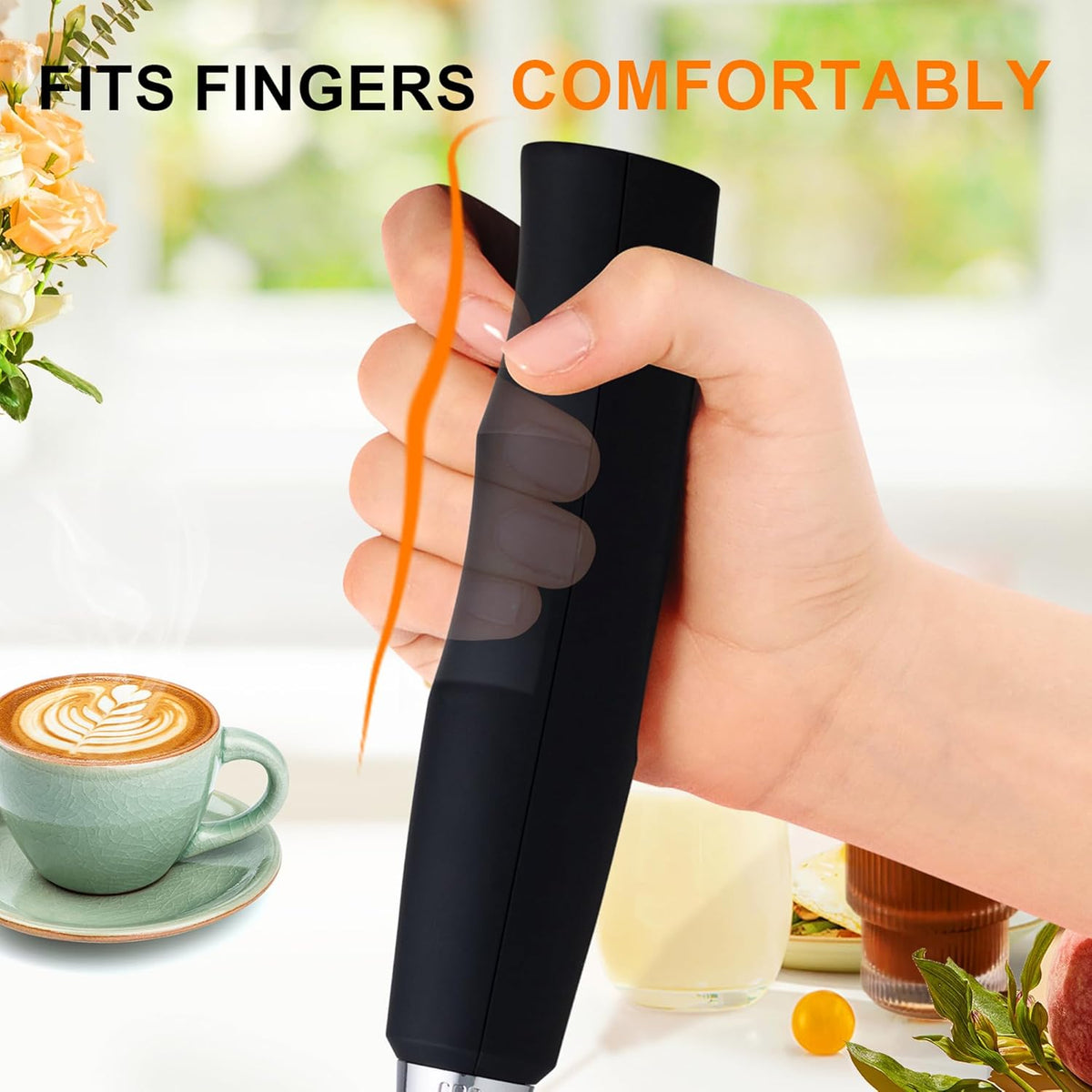 Handheld Milk Frother Wand for Coffee, Rechargeable Electric Whisk - Colors A