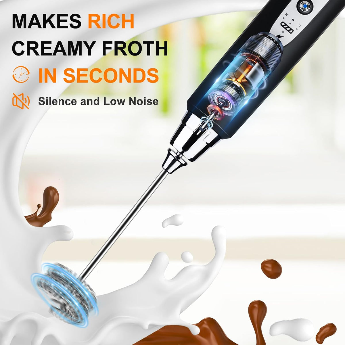 Handheld Milk Frother Wand for Coffee, Rechargeable Electric Whisk - Colors A