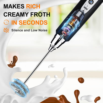 Handheld Milk Frother Wand for Coffee, Rechargeable Electric Whisk - Colors A