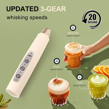 Handheld Milk Frother Wand for Coffee, Rechargeable Electric Whisk - Colors A