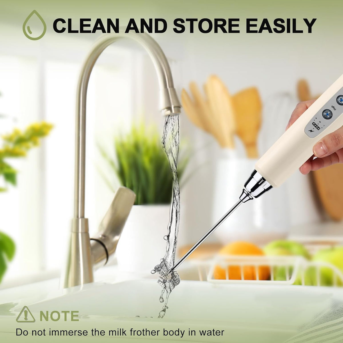 Handheld Milk Frother Wand for Coffee, Rechargeable Electric Whisk - Colors A