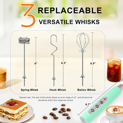 Handheld Milk Frother Wand for Coffee, Rechargeable Electric Whisk - Colors A