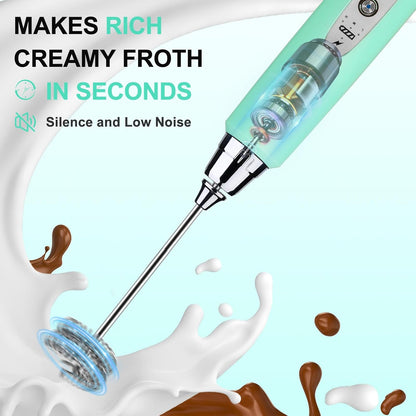 Handheld Milk Frother Wand for Coffee, Rechargeable Electric Whisk - Colors A
