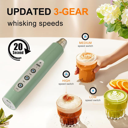 Handheld Milk Frother Wand for Coffee, Rechargeable Electric Whisk - Colors A