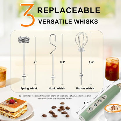 Handheld Milk Frother Wand for Coffee, Rechargeable Electric Whisk - Colors A