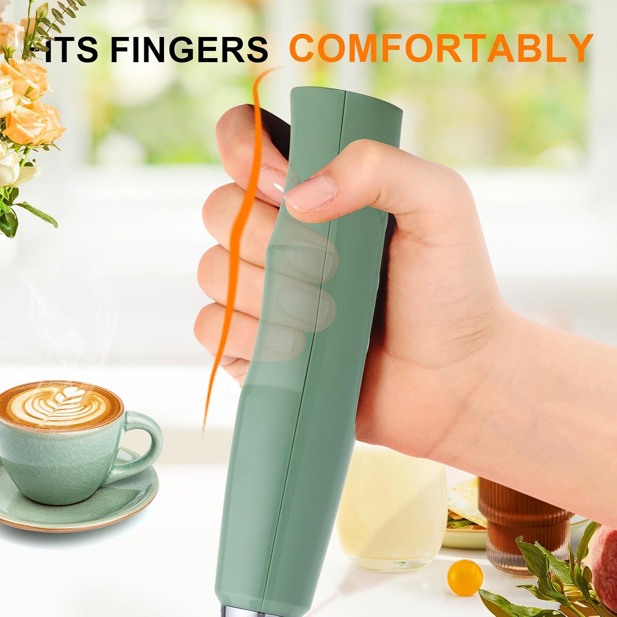 Handheld Milk Frother Wand for Coffee, Rechargeable Electric Whisk - Colors A