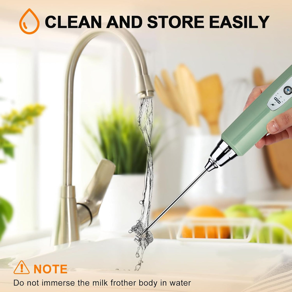 Handheld Milk Frother Wand for Coffee, Rechargeable Electric Whisk - Colors A