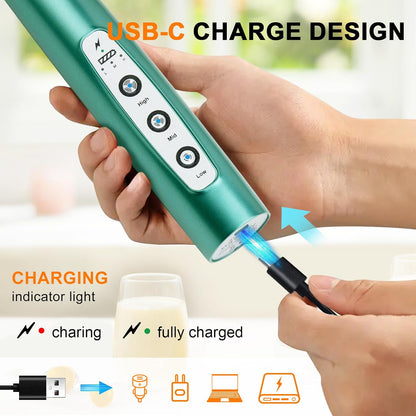 Handheld Milk Frother Wand for Coffee, Rechargeable Electric Whisk - Colors A