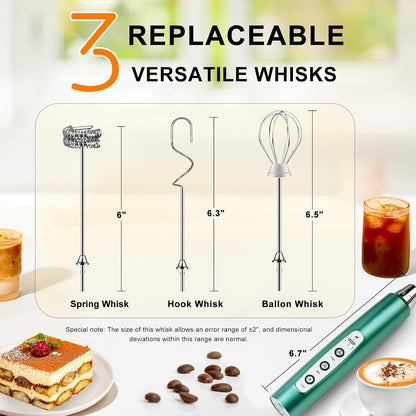 Handheld Milk Frother Wand for Coffee, Rechargeable Electric Whisk - Colors A