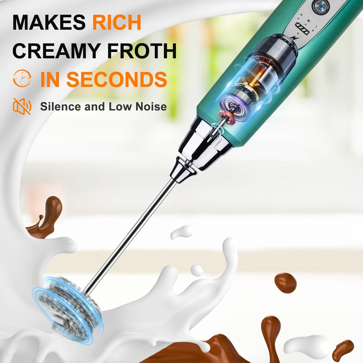 Handheld Milk Frother Wand for Coffee, Rechargeable Electric Whisk - Colors A