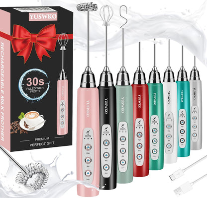 Handheld Milk Frother Wand for Coffee, Rechargeable Electric Whisk - Colors A