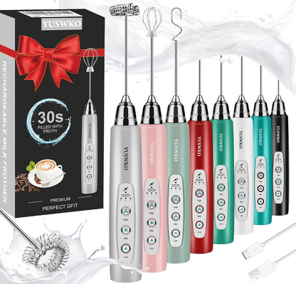 Handheld Milk Frother Wand for Coffee, Rechargeable Electric Whisk - Colors A