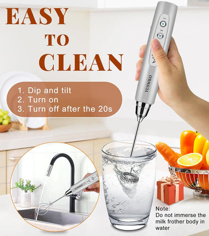Handheld Milk Frother Wand for Coffee, Rechargeable Electric Whisk - Colors A