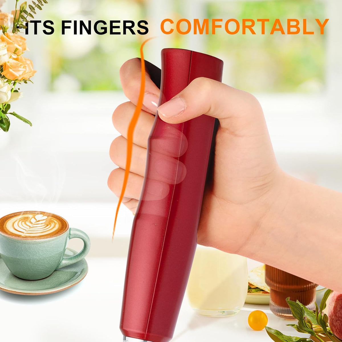 Handheld Milk Frother Wand for Coffee, Rechargeable Electric Whisk - Colors A