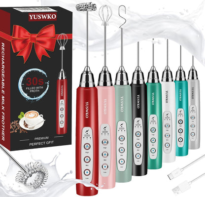 Handheld Milk Frother Wand for Coffee, Rechargeable Electric Whisk - Colors A