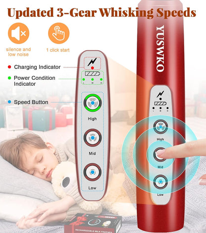 Handheld Milk Frother Wand for Coffee, Rechargeable Electric Whisk - Colors A