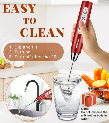 Handheld Milk Frother Wand for Coffee, Rechargeable Electric Whisk - Colors A