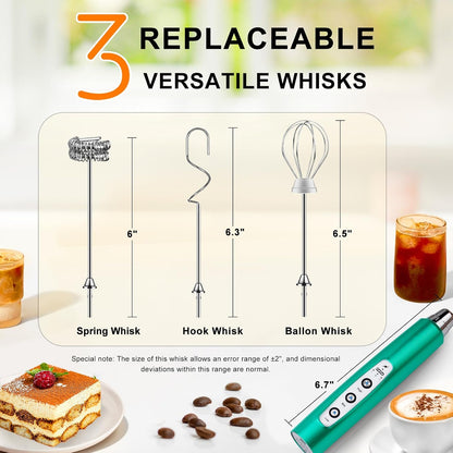 Handheld Milk Frother Wand for Coffee, Rechargeable Electric Whisk - Colors A