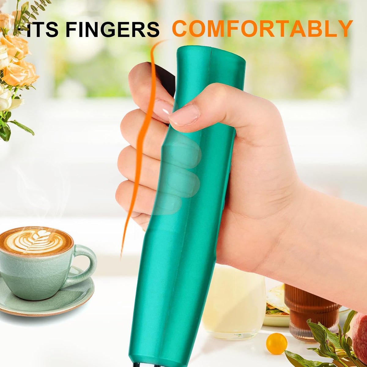 Handheld Milk Frother Wand for Coffee, Rechargeable Electric Whisk - Colors A