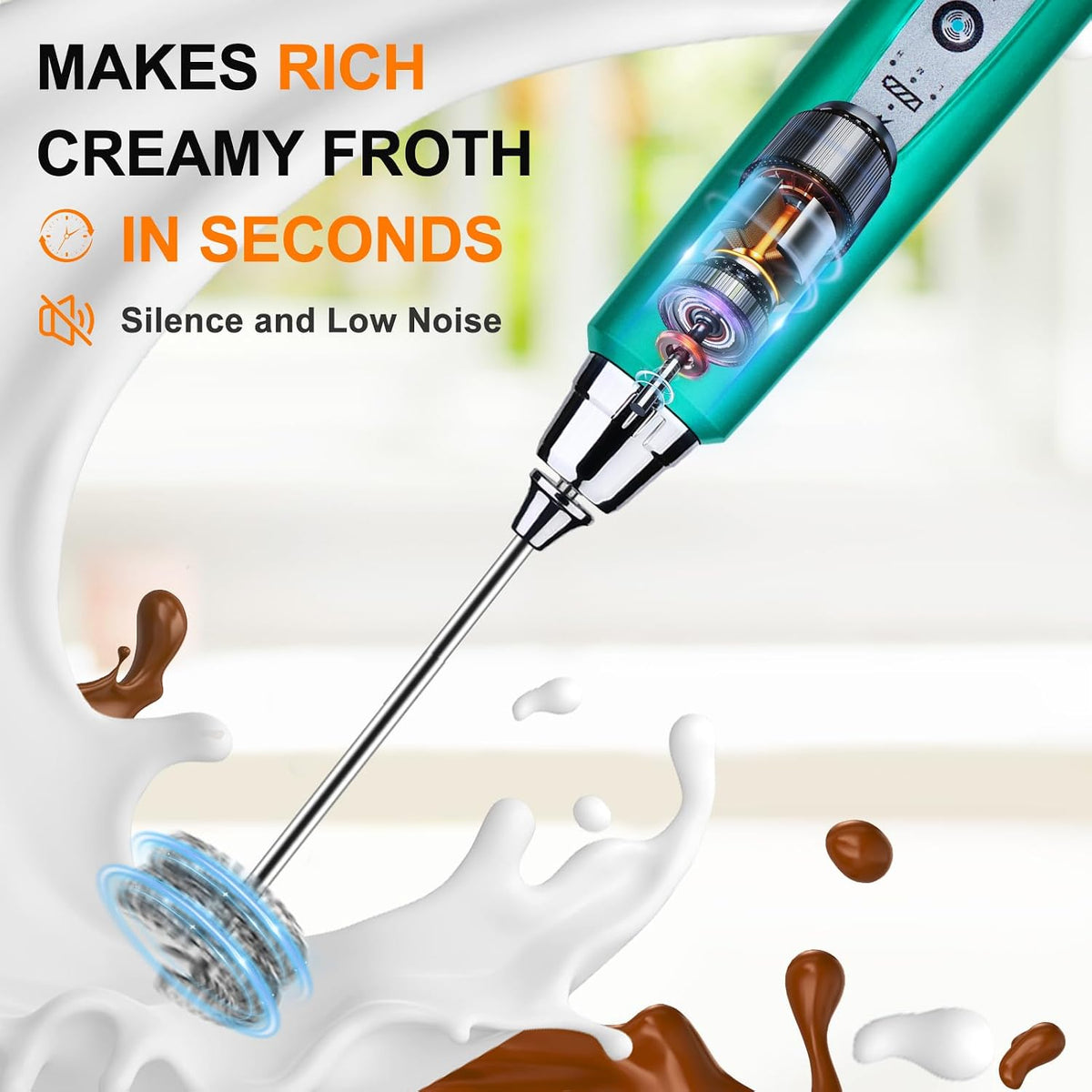 Handheld Milk Frother Wand for Coffee, Rechargeable Electric Whisk - Colors A