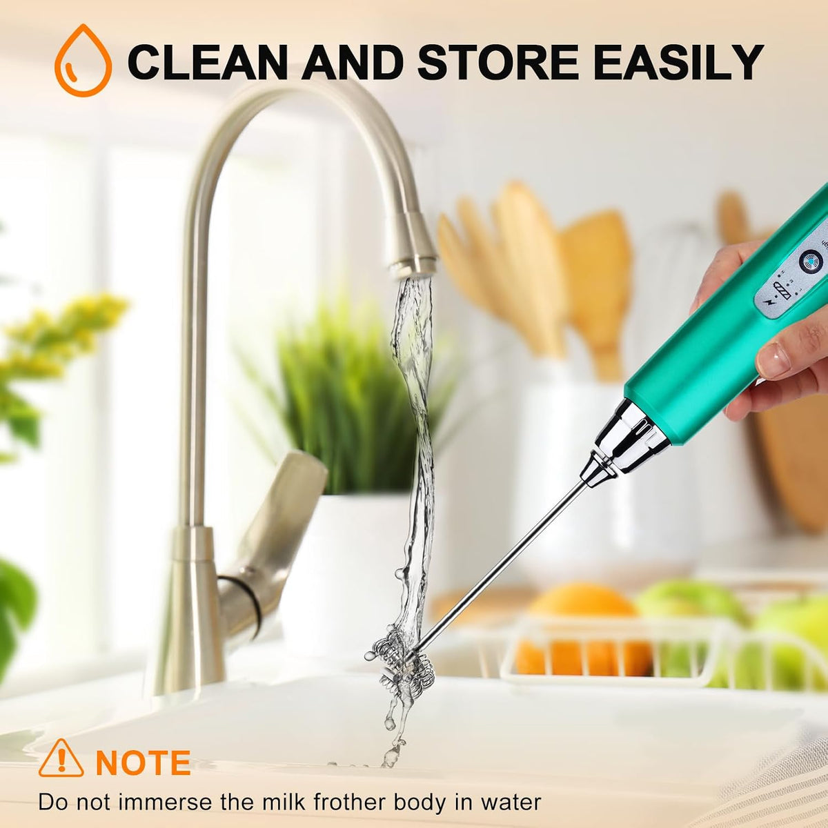 Handheld Milk Frother Wand for Coffee, Rechargeable Electric Whisk - Colors A