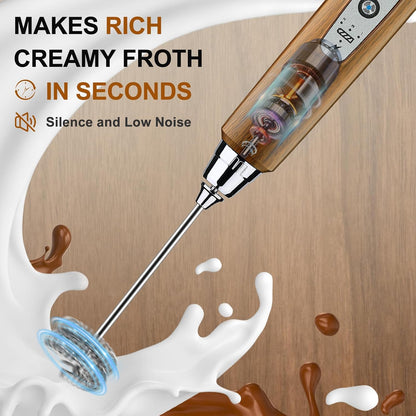 Handheld Milk Frother Wand for Coffee, Rechargeable Electric Whisk - Colors A