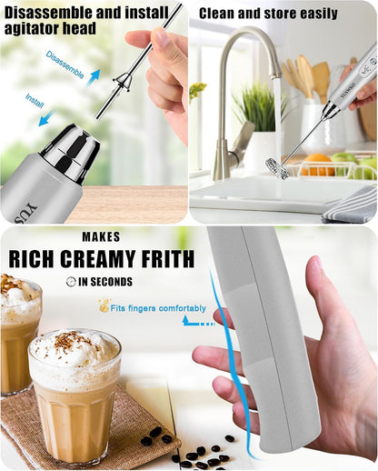 Handheld Milk Frother Wand for Coffee, Rechargeable Electric Whisk - Colors A