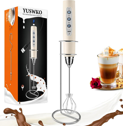 Handheld Milk Frother Wand for Coffee, Rechargeable Electric Whisk - Colors A