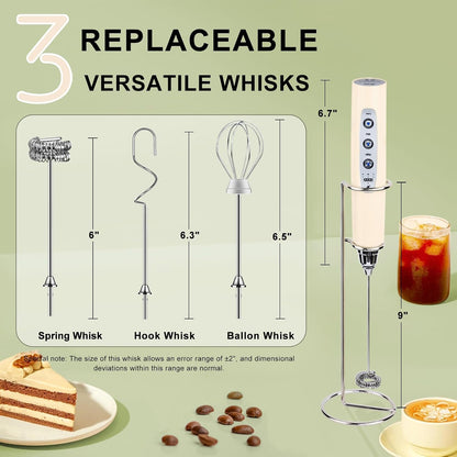 Handheld Milk Frother Wand for Coffee, Rechargeable Electric Whisk - Colors A