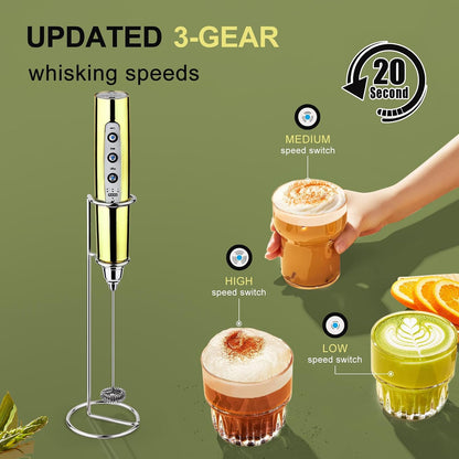 Handheld Milk Frother Wand for Coffee, Rechargeable Electric Whisk - Colors A