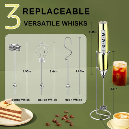 Handheld Milk Frother Wand for Coffee, Rechargeable Electric Whisk - Colors A