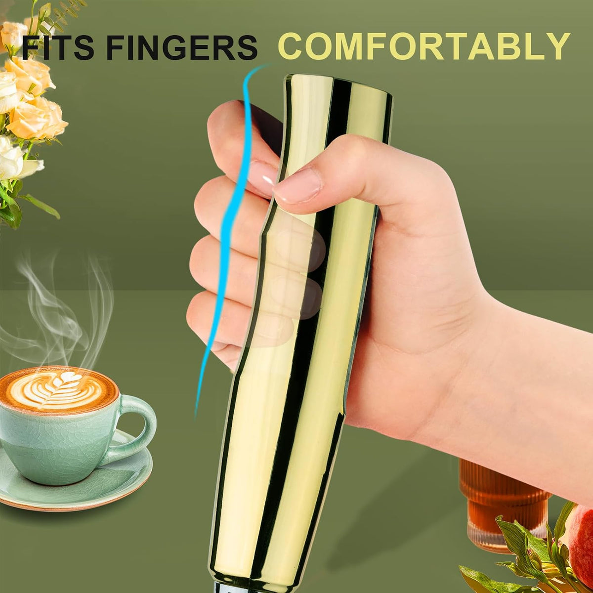 Handheld Milk Frother Wand for Coffee, Rechargeable Electric Whisk - Colors A
