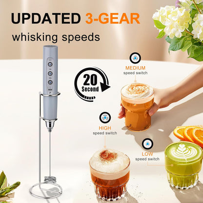 Handheld Milk Frother Wand for Coffee, Rechargeable Electric Whisk - Colors A
